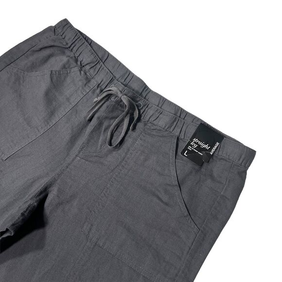 New York and Company Straight Leg Gray Linen Pants Size Large NWT - Picture 2 of 5